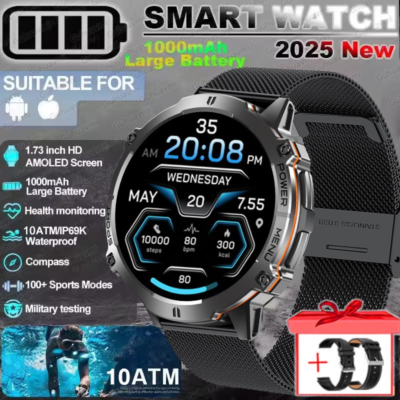 New TANK 3 Men Swim 1000mAh Battery Smart Watch IP69K&10ATM Waterproof GPS Compass Altimeter Call AMOLED Outdoors Sport Watches