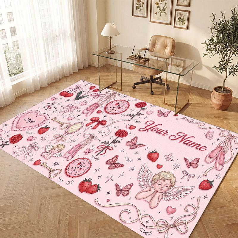 Fantasy Magic Theme Crystal Velvet Floor Rug Personalized Custom Name Text Warm Carpet Home Decoration
