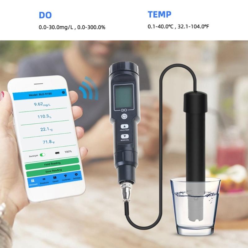 Dissolved Oxygen Meter DO Meter 0.0-40mg/L with ATC Backlit Water Quality Analyzer for Seawater Aquaculture Portable