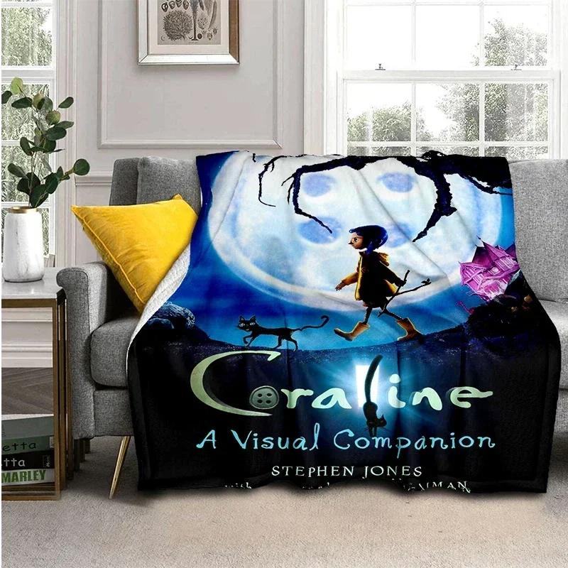Coraline Movie Throw Blanket Super Soft Kawaii Perfect for Travel Bedding Couch Sofa Bed Birthday Gift Home Textile