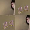 Drip Oil Purple Pearl Flower Summer Girl Heart Versatile Sweet And High End Earrings