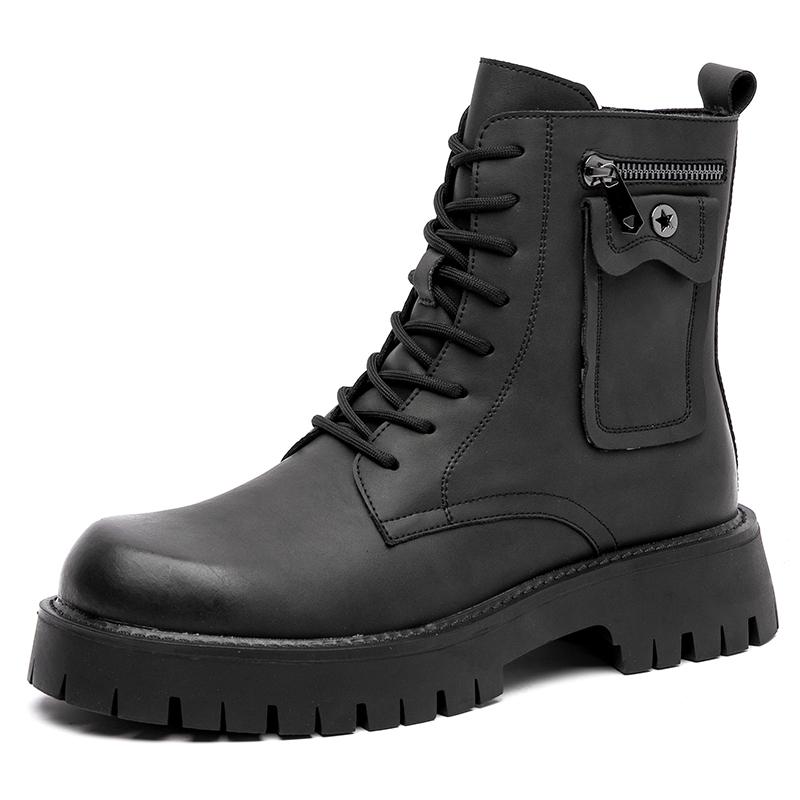 

Осенние и зимние мужские ботинки Модные Новые дизайнерские стильные Уличные мотоциклетные Повседневные офисные деловые вечерние Качественные туфли популярные 44 чёрный