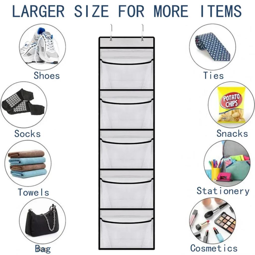 Faltbare Wandregale Über der Tür Kleideraufbewahrung für Schrank mit 5 Taschen Organizer für Schlafzimmer Badezimmer