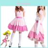 Elegant Super Mario Pink Princess Peach Costume Dress With Crown And Gloves Set