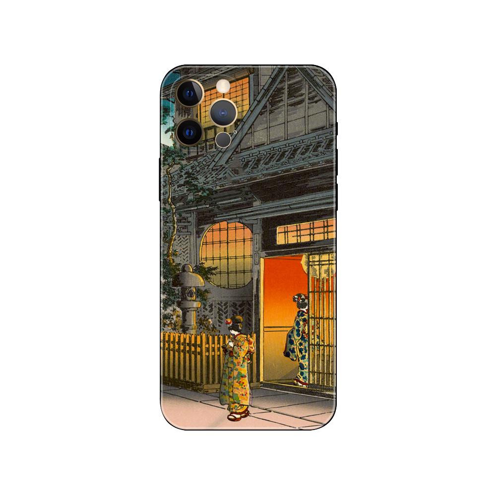 Tokyo Japanese Art Phone Case for Iphone 5 5s 2020se 6 6s 7 8 Plus X 10 XR XS 11 12 13 Mini Pro MAX Black Tpu Back Cover
