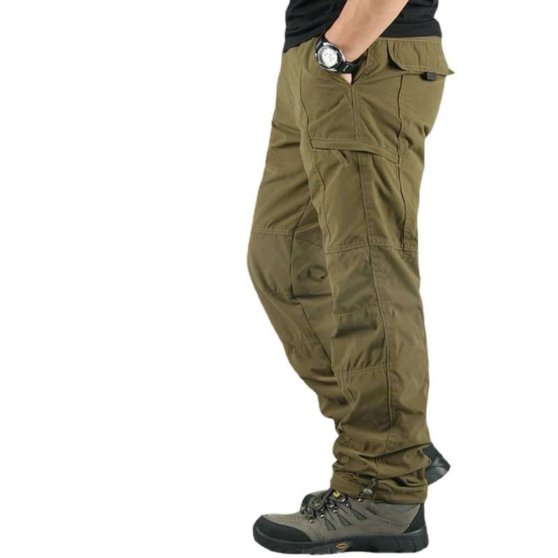 Pantaloni groși de iarnă cu fleece pentru bărbați, salopete casual calde, cu buzunare multiple, pantaloni militari termici cargo tactici, îmbrăcăminte pentru bărbați