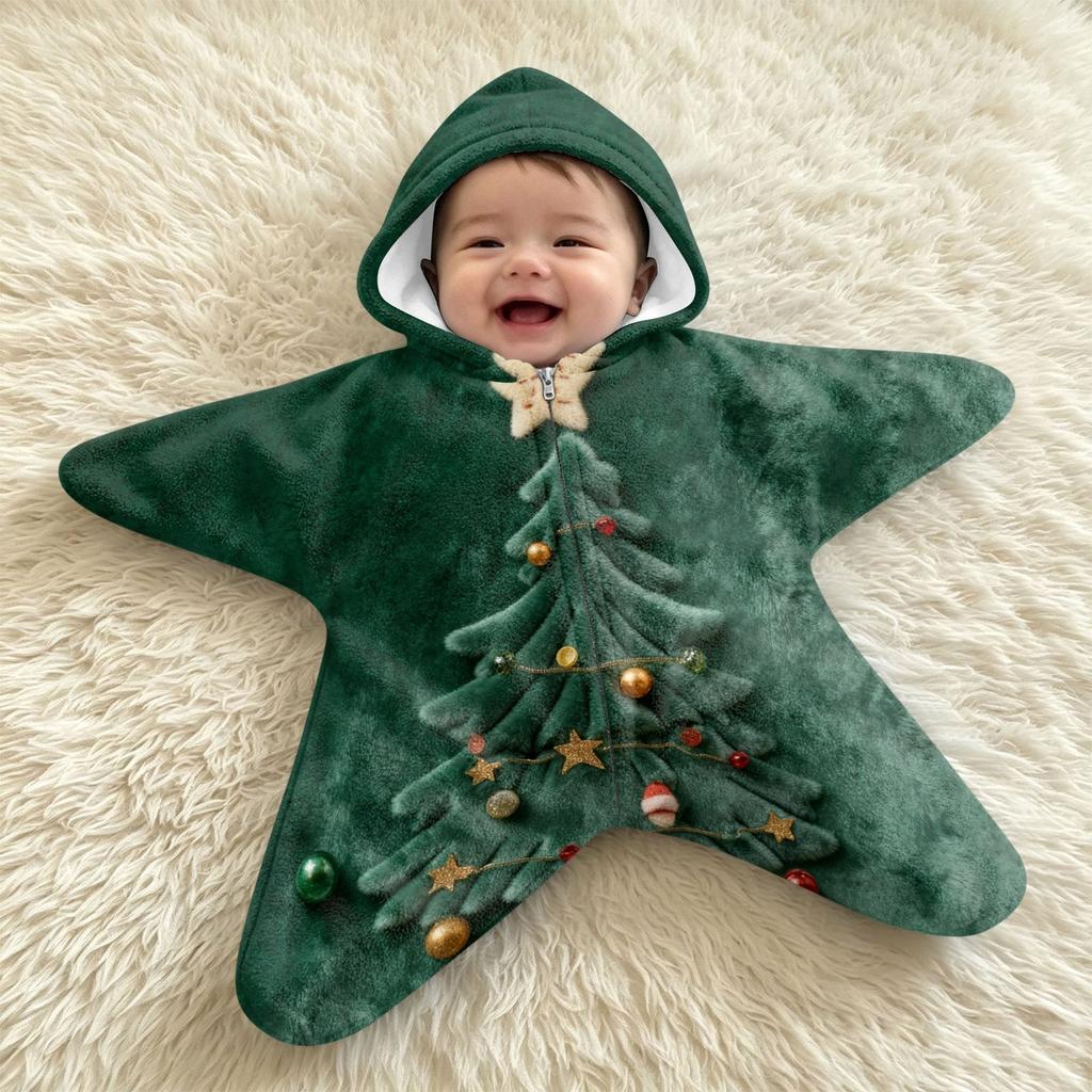 Baby Flanell Puckdecke mit Weihnachtsdruck - - Aufwach-Schlafsack für Neugeborene, Outdoor-Reiseumhang