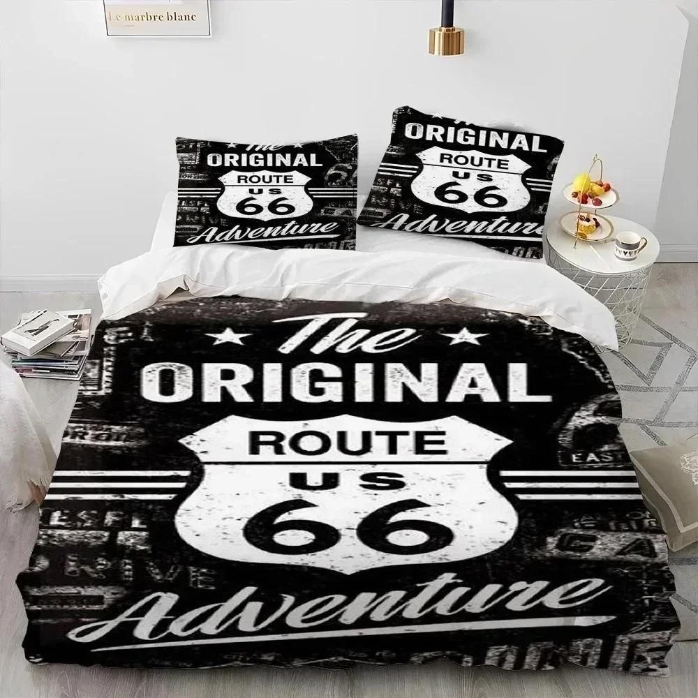 Historic Route 66,Mother Road,mãe Estrada Bedding Set Printed With Pillowcase Duvet Cover Soft Queen King Size Bedclothes Home