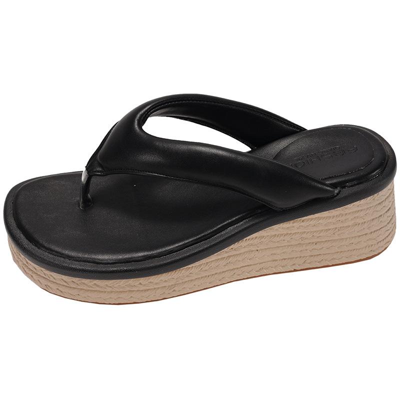 Premium Sense White Non-slip Heightened Thick Bottom Slope Flip-flops Women's Summer Outer Wear 2025 New with Skirt Cool Slippers