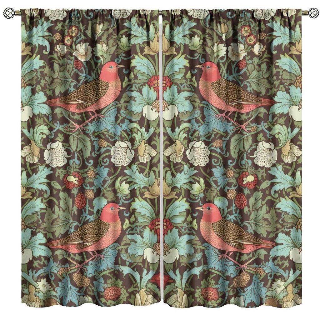 Tenda Retro Finestre William Morris con Motivo Botanico, Tenda Oscurante William Morris Arte Floreale 2 Pannelli