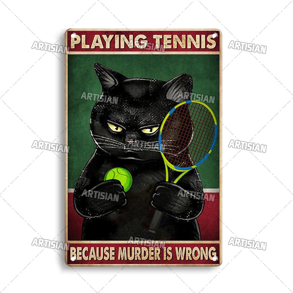 Mfoever  Artisian Funny Pet Retro Metal Sign Salem Sanctuary Cat Vintage Decorative Tin Plate Bar Pub Club Home Man Cave Wall Decor