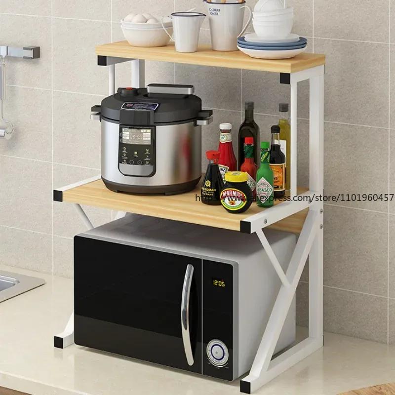 Microwave Oven Rack Shelf Kitchen Countertop Oven Rack Organizer Seasoning Storage Rack Holder Household Stand Storage Furniture