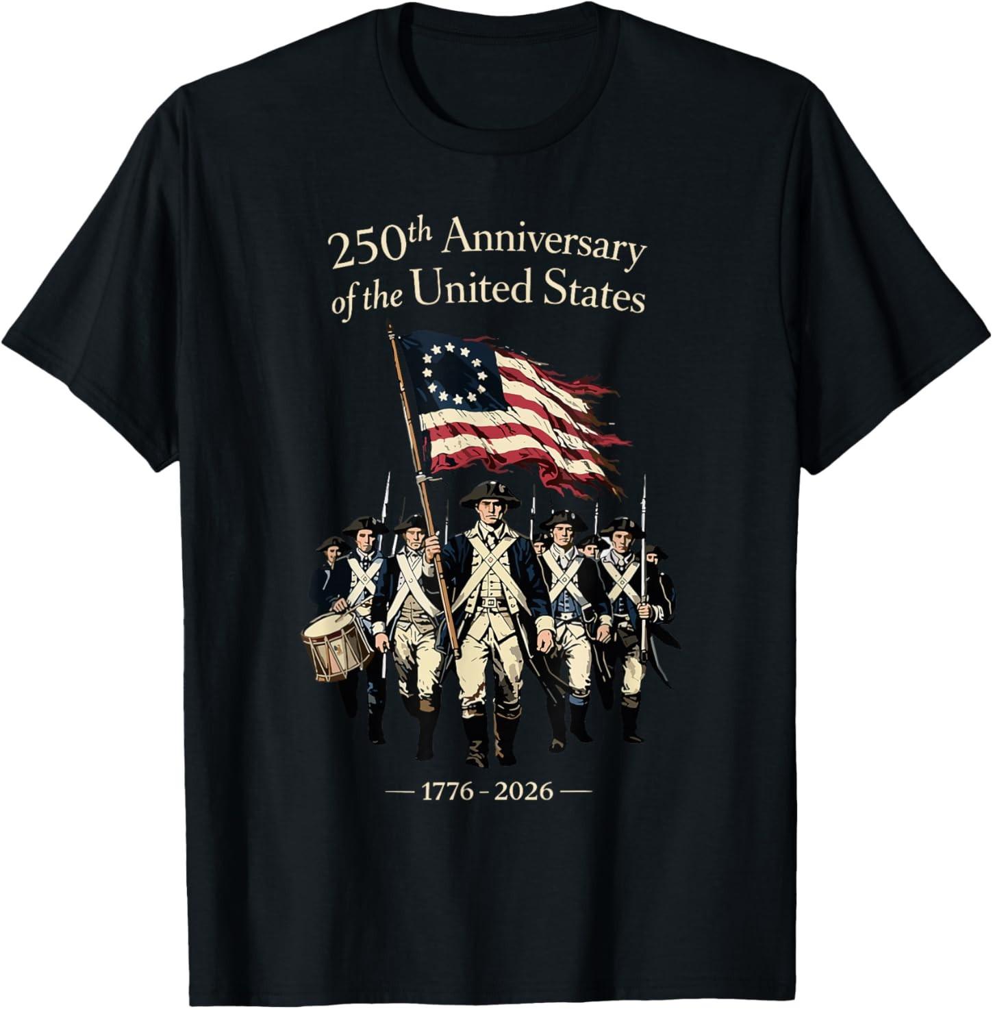 USA 250th Anniversary 4th of July Revolutionary War Soldiers T-Shirt S разноцветный