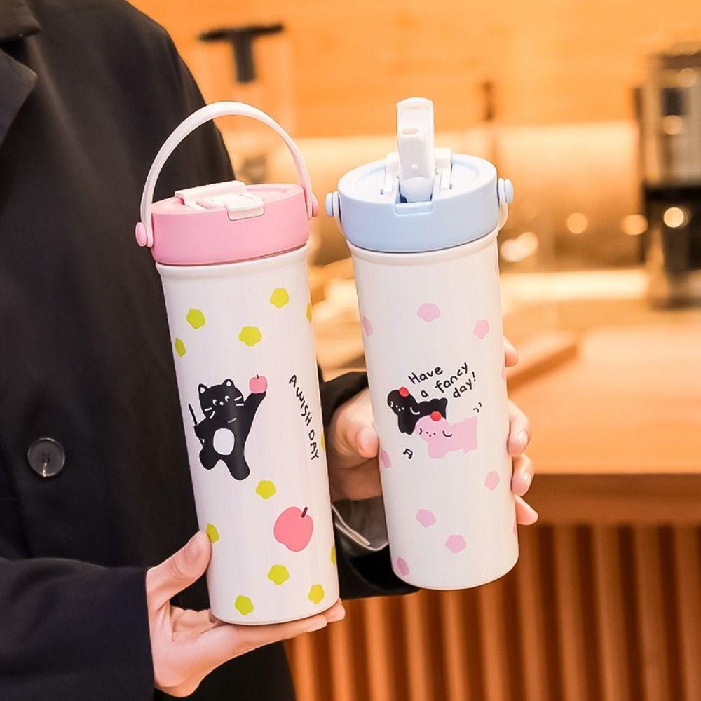 316 Stainless Steel Water Cup Leak-proof Straw Cup Portable Cartoon Insulated Cup