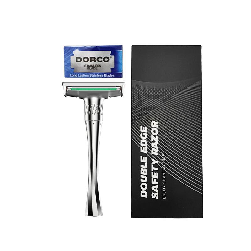 

Zinc Alloy Double-Sided Men s Shaving Razor with Stainless Steel Stand