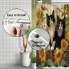 Entzückende Katzen & Sonnenblumen Duschvorhang - Verspielte Katzen & Blumen, Wasserdichte Heimdekoration Bringt Freude Und Wärme In Ihr Badezimmer