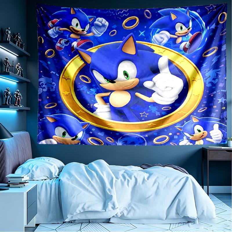 Sonic Print Tapestry, Lightweight Wall Hanging, for Bedroom, Dorm, Living Room, Home Art Decor, Birthday Christmas Gift for Friends
