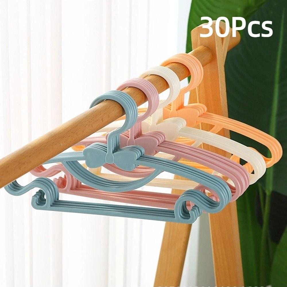 30Pcs Plastic Material Baby Clothes Racks Portable Cute Bowknot Kids Clothing Hangers Non Slip Windproof Closet Organizer Scarfs