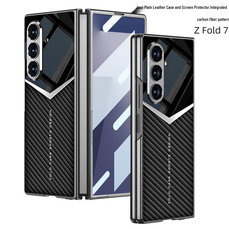Samsung ZFold7 Electroplated Solid Color Leather Phone Case - Foldable Cover