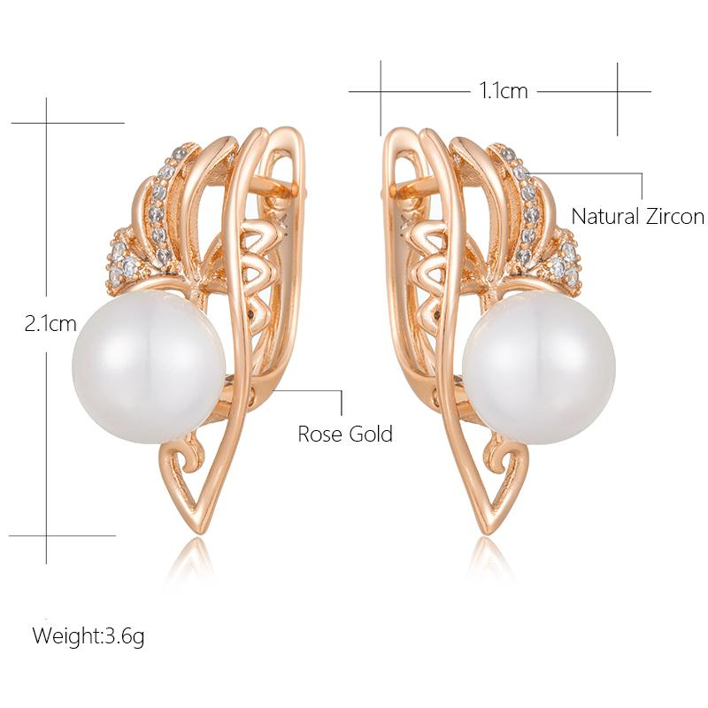 Kinel Pearl Pierced Earrings For Women Cubic Zircon Wax-set Jewelry