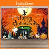 High-quality Spring Polyester Halloween Background Cloth Witch Castle Halloween Party Decoration Cloth Banner