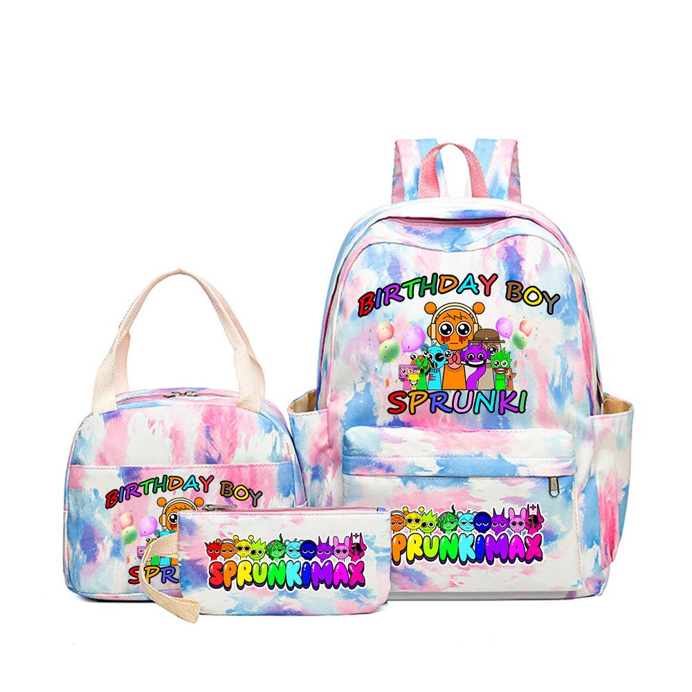 Popular Sprunki Rhythm Box Cartoon Elementary School Bag Children's Backpack Backpack Three-piece Set