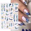 1PCS Black White Butterfly Laser Nail Stickers Nail Art Decoration Abstract Lines Bronzing Flowers Stickers For Nails