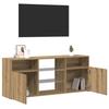 TV Cabinet with RGB LED Lights Artisan Oak Finish 120 x 30 x 50 cm