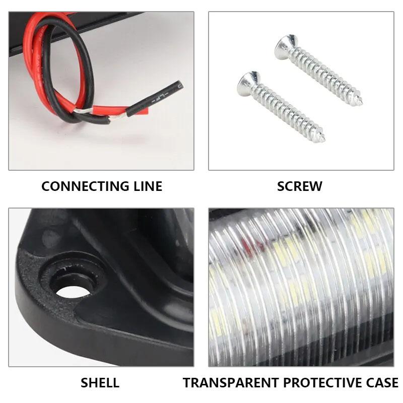 6 LED Car License Number Plate Light 12V 24V For SUV Truck Trailer Van White Side Lamp Bulbs Car Products License Plate Lights