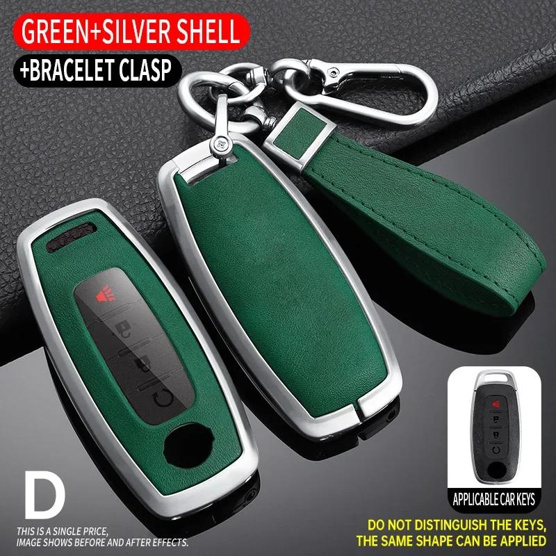 Zinc Alloy+ Leather Car Key Case Cover for Nissan Juke 2023 X-trail T33 Qasqhai J12 2022 Ariya Altima Teana2 3 4 5 Buttons Key