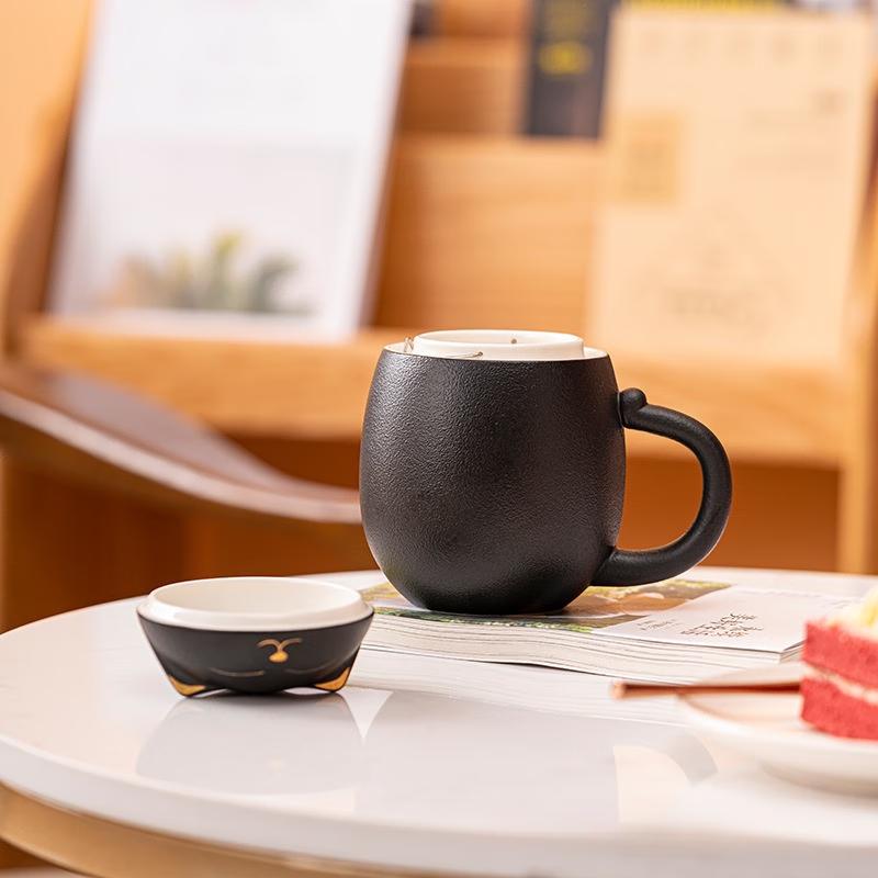 Ceramic Office Tea Mug with Filter and Lid