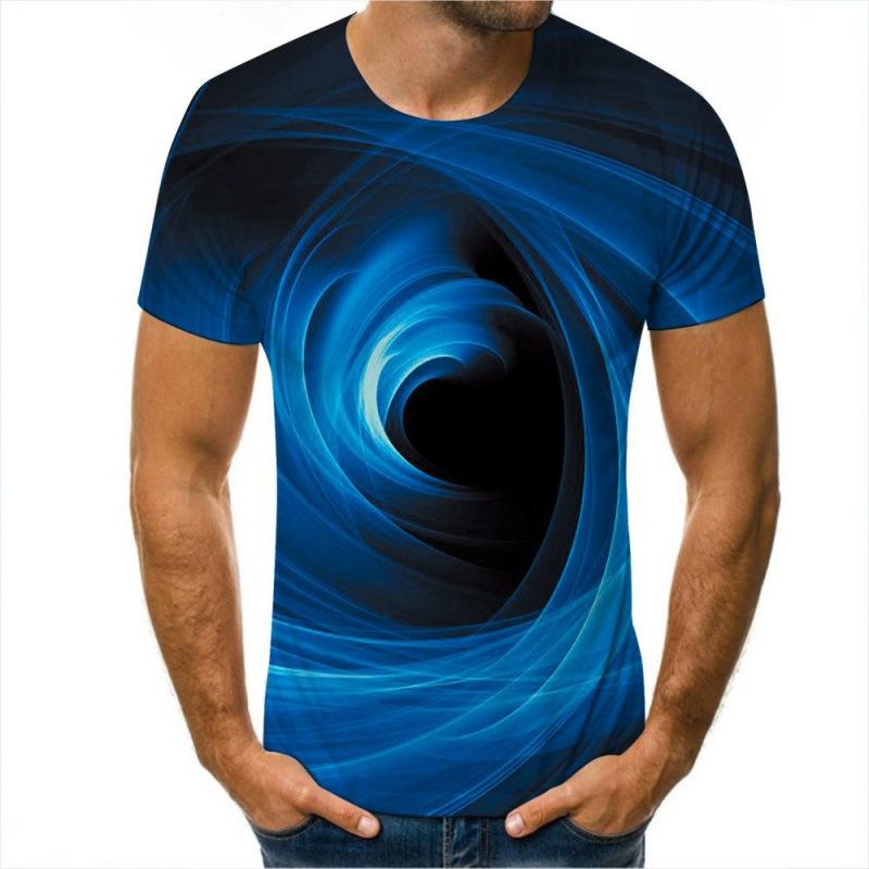 Digital Water Ice Cubes Abstract Image 3D Printed Men's Short Sleeved T-shirt Trend Shirt
