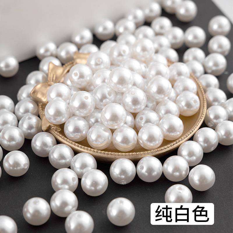 High Quality 3mm-40mm ABS Pearls With Hole Multi Sizes Nonporous Pearl Loose Beads Semicircle Plastic Pearls for Garment
