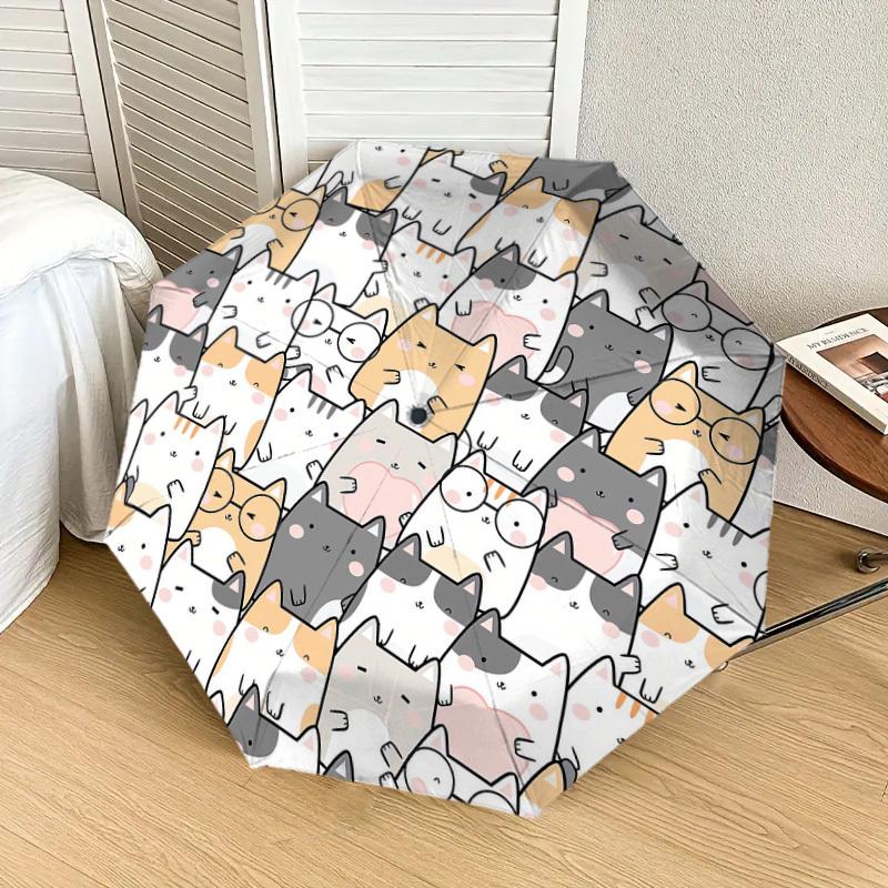 1pc cat circle Pattern Umbrella Design Automatic Opening and Closing Umbrella, High-quality Travel Umbrella, Lightweight and Portable, -90