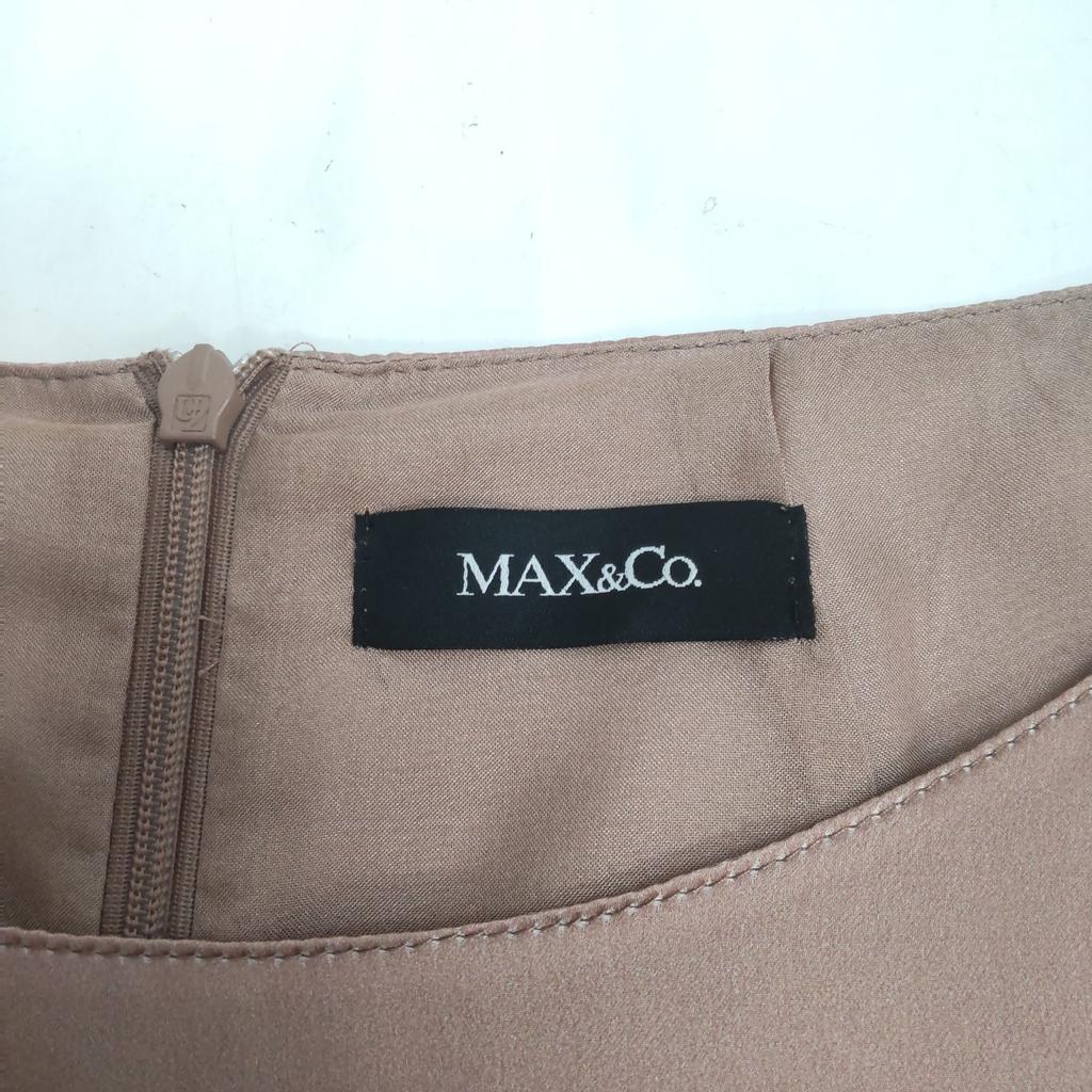 Excellent Condition Italy MAX&CO Silk 100% Short Sleeve Dress M Pink Floral Knee-Long(USED)