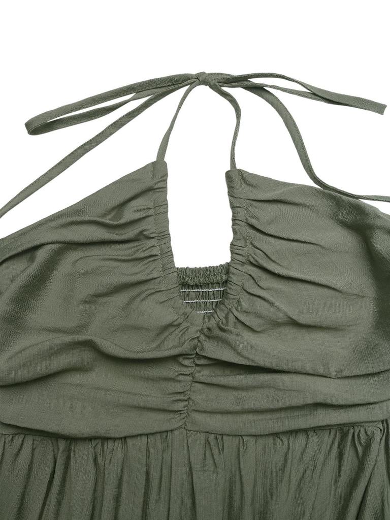 2026 Summer Halterneck Resort Maxi Dress - Backless Ruched Fashion for Women