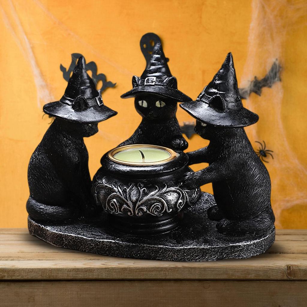 Halloween Table Decor Black Cat Votive Tealight Candle Holders Halloween Decorations Indoor Table Centerpieces Gift