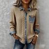 Dark Grey Knit Shirt with Denim Trim and Chest Pocket