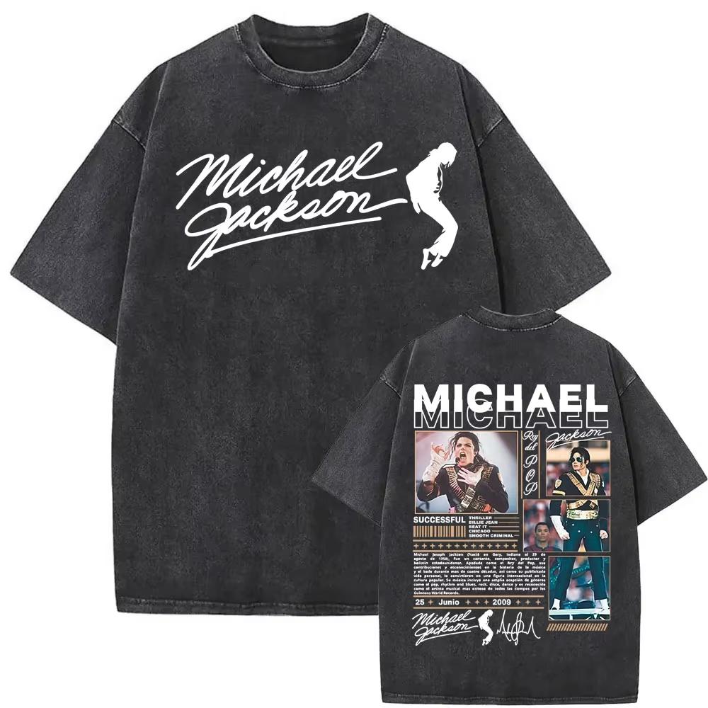King of Pop Michael Jackson Album Cover T Shirt Men Women Fashion Classic Cool T-shirt Casual Vintage Washed T Shirts Streetwear