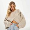 Women Sweater O-Neck Batwing Long Sleeve Solid Color Loose Fit Knitting Tops