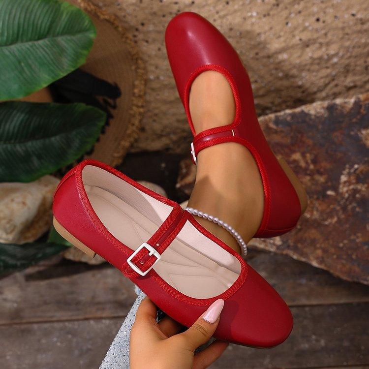 Women's Mary Jane Shoes Dressy Square Toe Ballet Flats with Strap Comfortable Walking Shoes for Women Soft Faux Leather Anti-Slip Ballerina Shoes