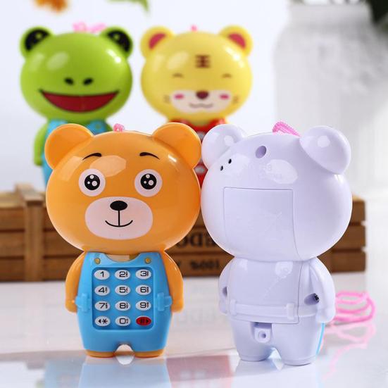 Cartoon Frog Animal LED Music Mobile Phone with Lanyard Educational Kids Toy