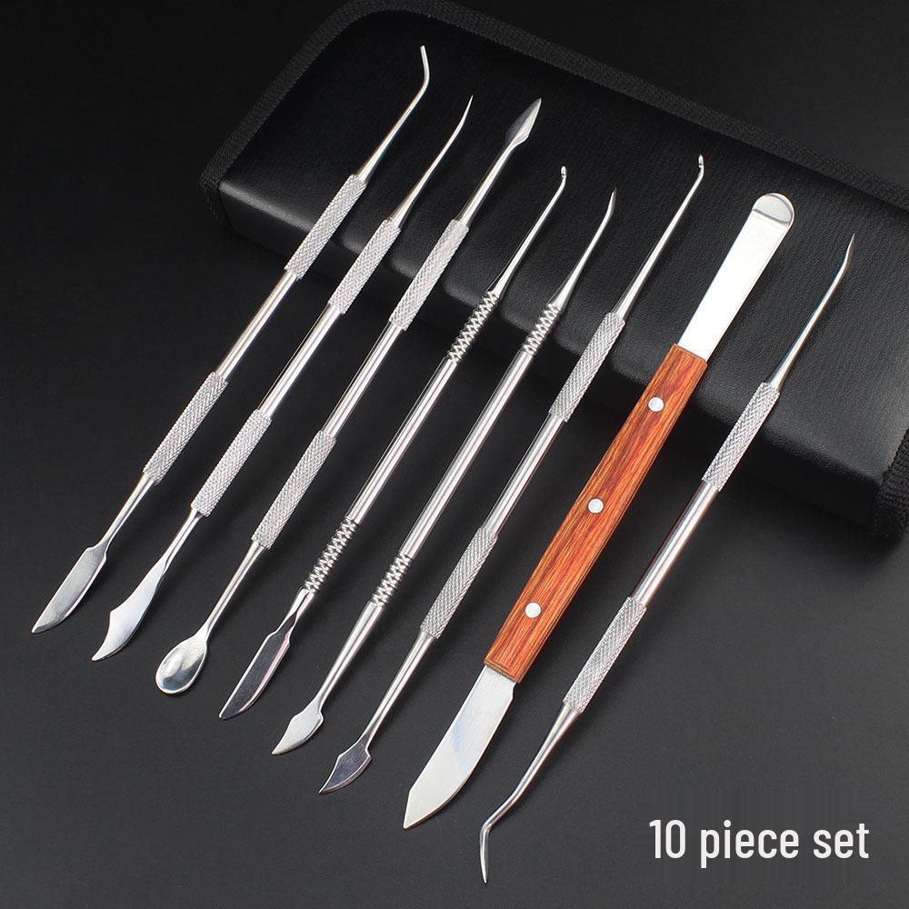 Ten-Piece Stainless Steel Sculpting & Carving Knife Set for Clay, Pottery, Wax, and Dental Models.