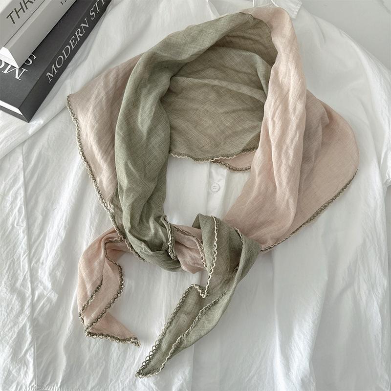 

Шарф в форме ромба из двухцветного сплайсированного хлопка и льна для женщин, универсальный длинный шарф, шарф темперамента 80*140cm