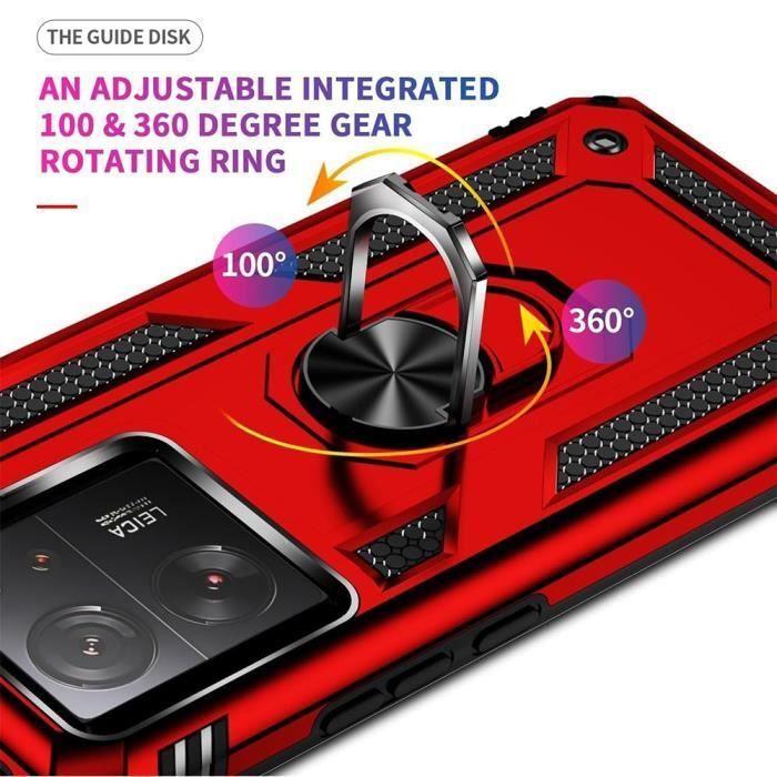 Coque - Xiaomi - 13T/13T Pro - Rouge - Support 360° - Verres Trempés inclus