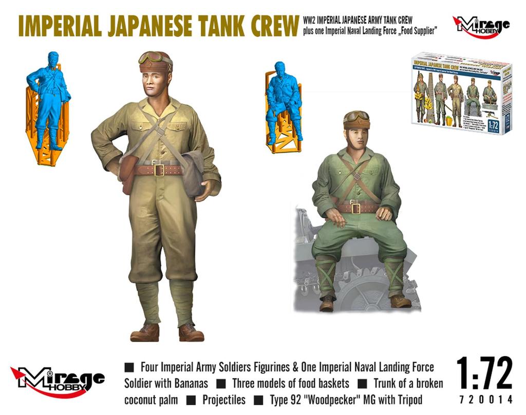 Mirage 1/72 Japanese Tank Crew (5-Piece Set) with Accessories, 3D Printer Kit MR720014