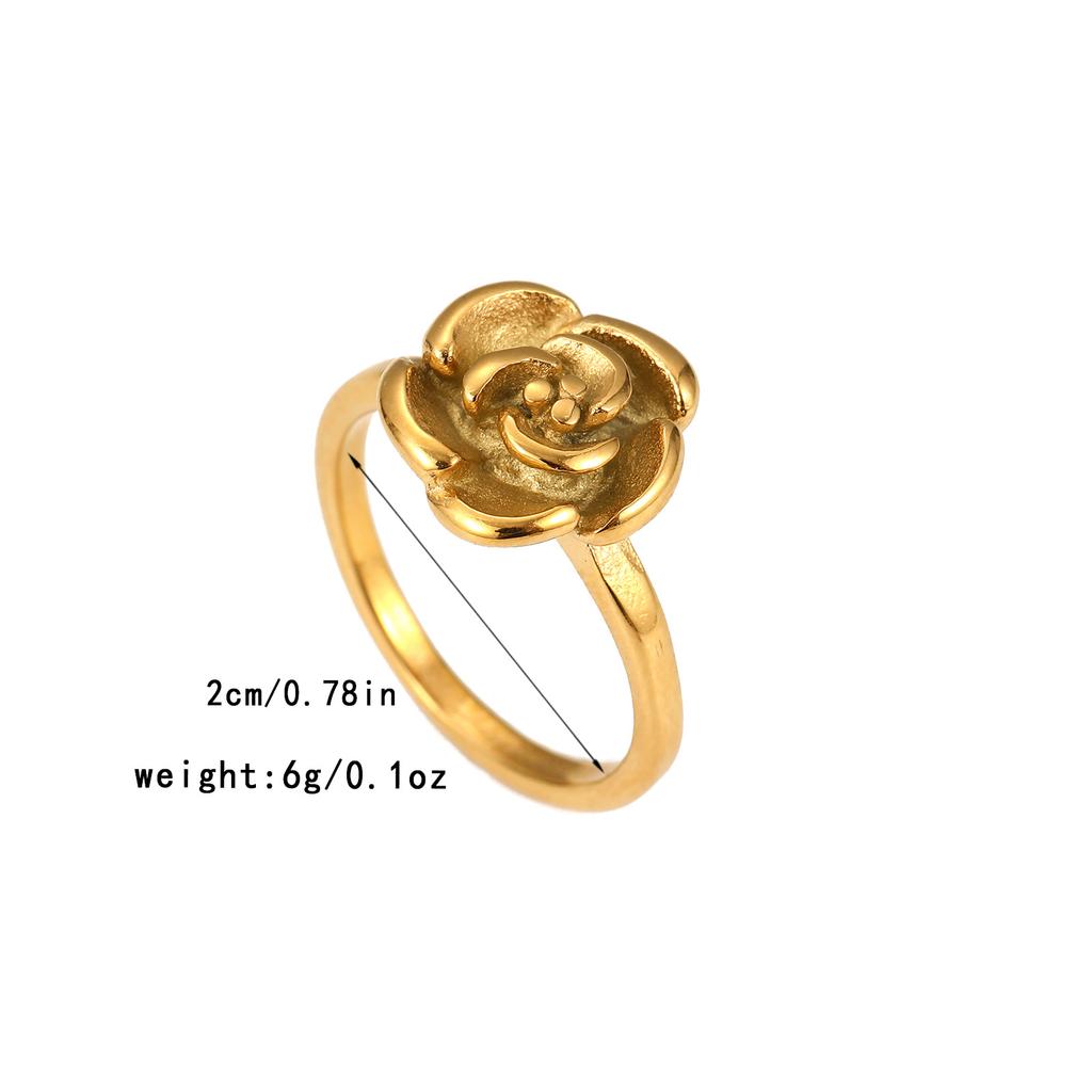 Light Luxury Retro High-end Ring Titanium Steel Does Not Fade Women's Niche Design Ring Stainless Steel Open Jewelry Flower