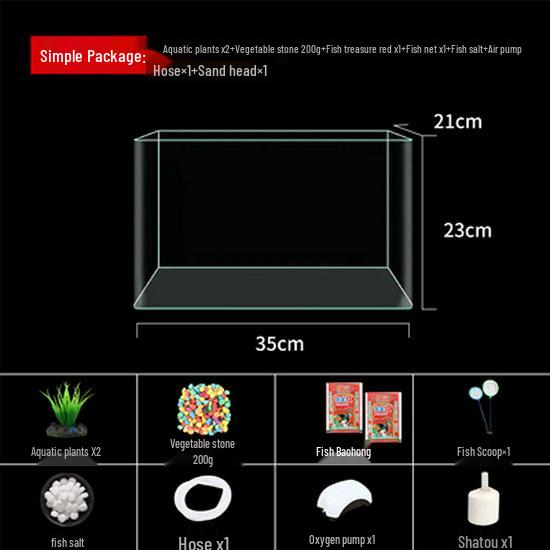 Mini Eco Fish Tank: Hot-Bent Glass, Desktop Goldfish Betta Aquarium, Water-Free Design for Living Room