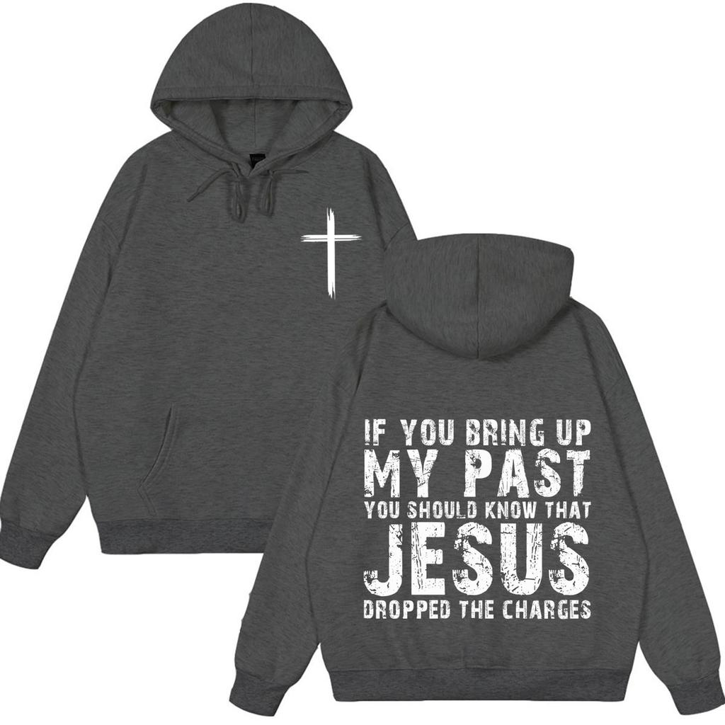 Jesus Dropped The Charges Christian Faith Fashion Print Hoodie Unisex Vintage Pullover Loose Casual Oversized Sweatshirts