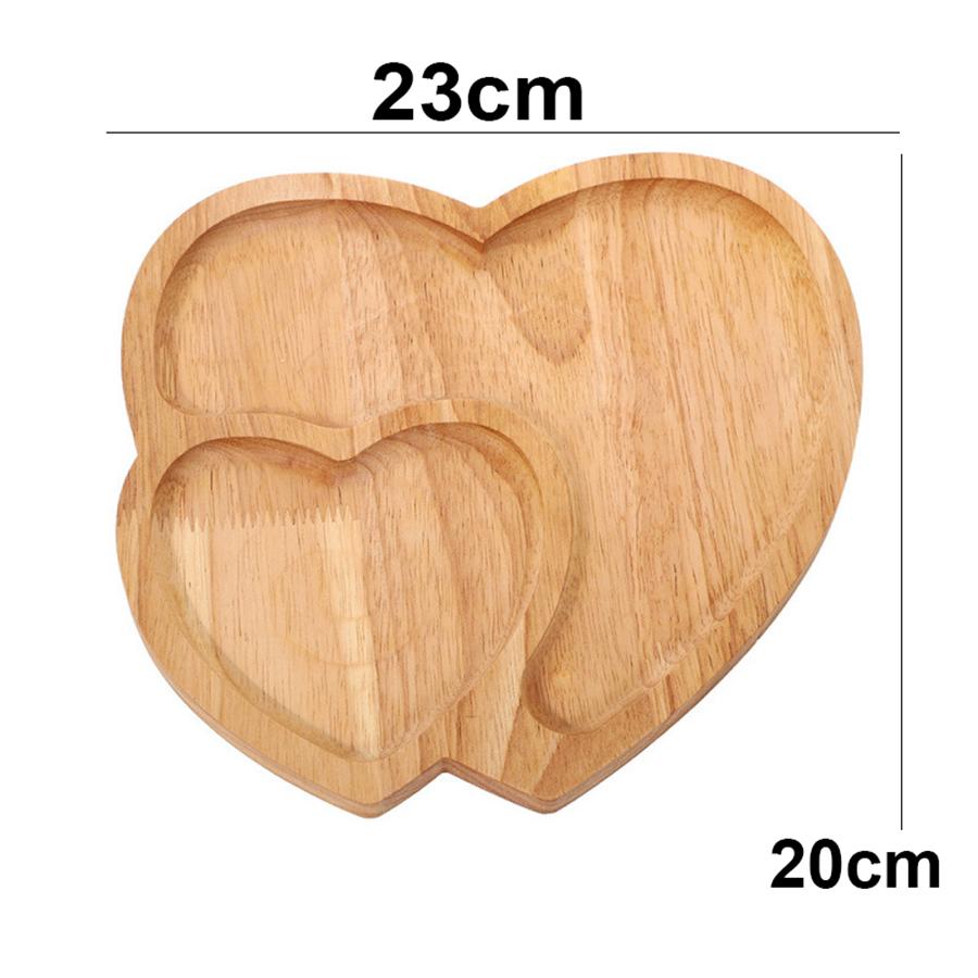 Creative Heart-shaped Solid Wooden Tray Double Love Cake Salad Tray Snacks Candy Fruit Plate Cheese Valentine's Day Decoration